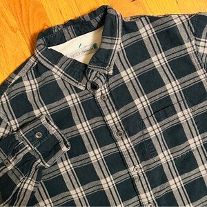 Outerknown Mens Medium Cascade Plaid Essential Shirt in Pacific Green NWOT